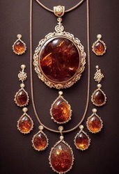 The full set of Amber Jewelry Designs by Vicky Burmese Amber, Victorian Designs. Setting with gold 18k and silver. Oval shape jewelry, semi precious gemstones of natural Burmese Amber
