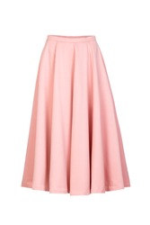 Pink  classic midi skirt isolated on white background