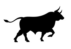 Angry running bull icon illustration isolated on white background