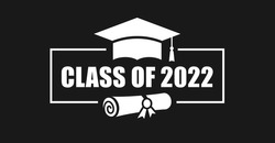 Class of 2022 graduation vector banner on black background