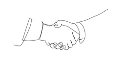 two businessmen shaking hands. Continuous one line drawing illustration vector 