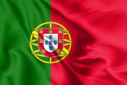 Portugal flag blowing in the wind. Background texture. Lisbon. 3d Illustration.