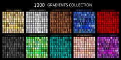 Gradients Vector Megaset Big collection of metallic gradients 1000 glossy colors backgrounds Gold, bronze, silver, chrome, metal, black, red, green, blue, purple, pink, yellow, gold turquoise colors