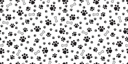 Dog Paw isolated dog bone Seamless pattern vector puppy cat wallpaper background white