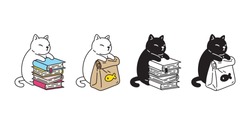 cat vector icon kitten calico book pet food fish logo symbol cartoon character illustration doodle design