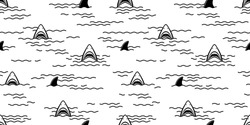 Shark Fin Dolphin Ocean Sea Seamless Pattern / wallpaper Background