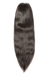 straight natural black color human hair weaves extensions lace wigs 