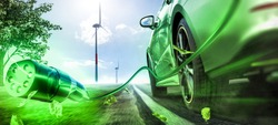 Electric car  transportation future (3D Rendering)