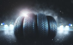 Car tires on the road