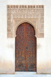 Tipical arabic door in Alhambra  Granada Andalusia Spain Europe 