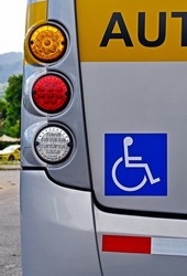 School bus back with wheelchair pictogram