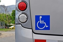 School bus back with wheelchair pictogram