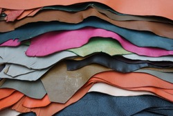 Pieces of colorful leather 