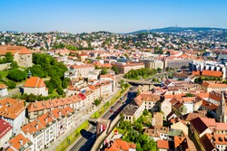 Bratislava city aerial panoramic view. Bratislava is a capital of Slovakia.
