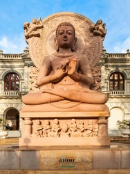 Sarnath Lord Buddha idol statue near the Museum Of World Buddhism or International Buddhist Museum in Kandy, Sri Lanka