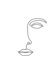 abstract face one line drawing. Portrait minimalistic style