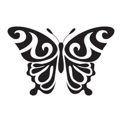Graphic icon of butterfly. Butterfly tattoo isolated on white background. Vector