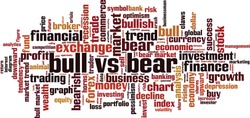 Bull vs bear word cloud concept. Collage made of words about bull vs bear. Vector illustration 