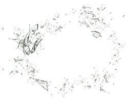 shattered glass on white background