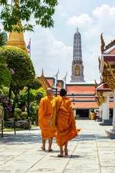Famous temples of Wat Phra Kaew and Grand palace in Bangkok, Thailand