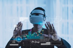 Businessmen use Metaverse technology. that help facilitate users to be able to connect around the world, Assisted Reality, Augmented Reality (AR), Meatspace, Multiverse, NFT, Virtual Reality