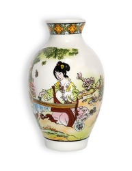Magnetic Souvenir from China in the form of a porcelain vase. Design element with clipping path
