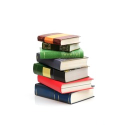 Book stack on a white background