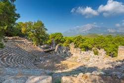 Theater ruins in the ancient city of Phaselis, Antalya province. Turkey