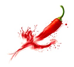 red hot chili pepper with smoke on white