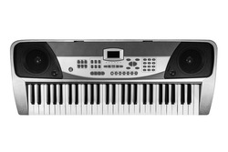Piano keyboard ( Electronic synthesizer) isolated on white background.