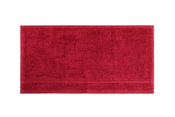 Red towel isolated on white background. Top view