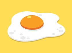 Fried egg, Icon flat design on yellow background, Vector illustration