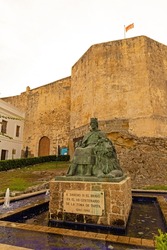 castle Guzman in Tarifa with staue of Sancho the good