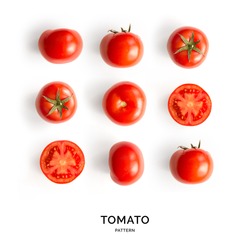Seamless pattern with tomatoes. Abstract background. Tomato on the white background.