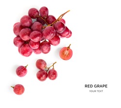 Creative layout made of red grape. Flat lay. Food concept.