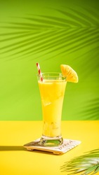 Fresh Pineapple Juice in a colorful pop art background