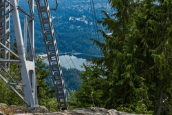 View of Cleveland Dam and Capilano Lake from Grouse Mountain in Vancouver, Canada