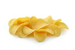 large potato chips on white background isolated