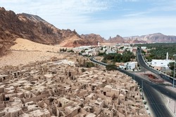 Contrast of old and new in the historic town of AlUla in Saudi Arabia