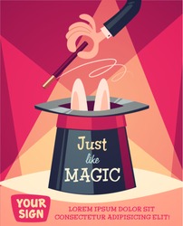Just a magic trick. Retro styled vector poster. 