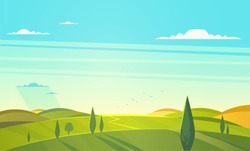 Valley landscape. Vector illustration.