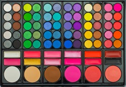 Makeup colorful eyeshadow palettes as background