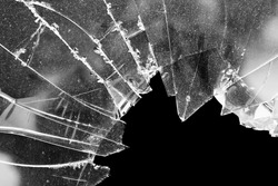 Accident cracked damaged broken house window glass