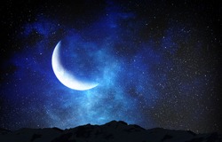 Romantic moon in sky