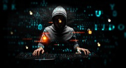 Hacker in hoodie dark theme