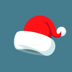 Santa Claus cartoon red hat silhouette in flat style isolated on blue background. Happy New Year 2016 symbol decoration template.Merry Christmas clothes holiday vector illustration elements for design
