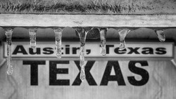 Winter storm in Texas. Sign 