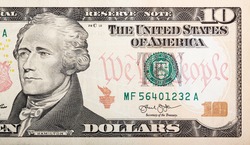 Part of ten dollar bill Ã?Â¢?? American money.