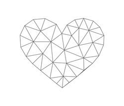 Geometric transparent outline heart. Low poly vector illustration.