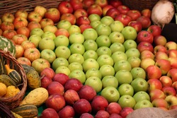 Health food. Apples and vegetables. Organic food.